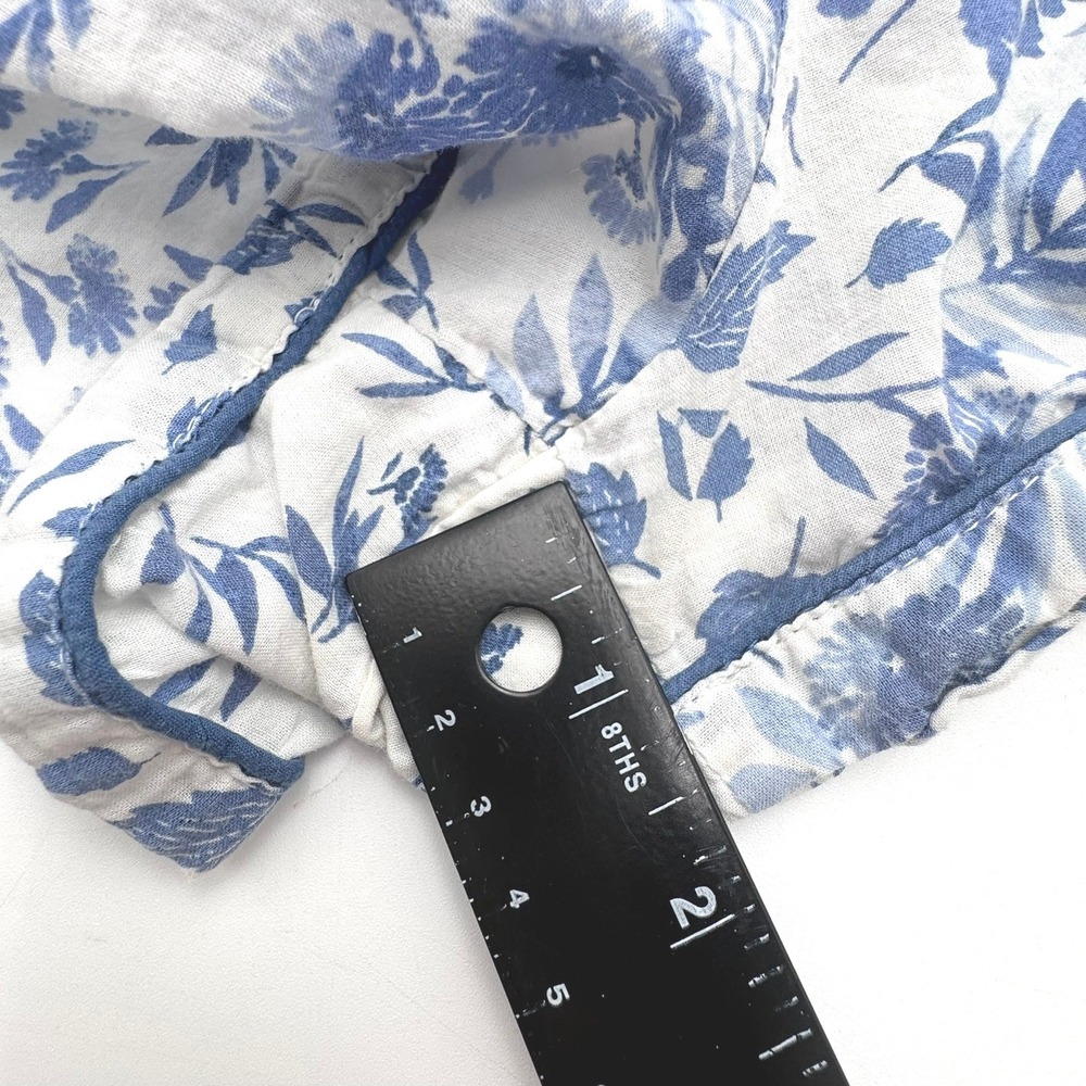 JOIE Women's Small 100% Organic Cotton Blue White Floral Pajama Set Top Shorts - Picture 11 of 11